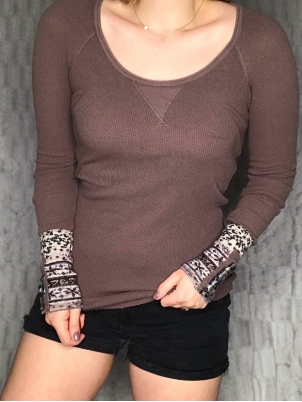 Free People Hyperactive Hippie Cuff Thermal Top L